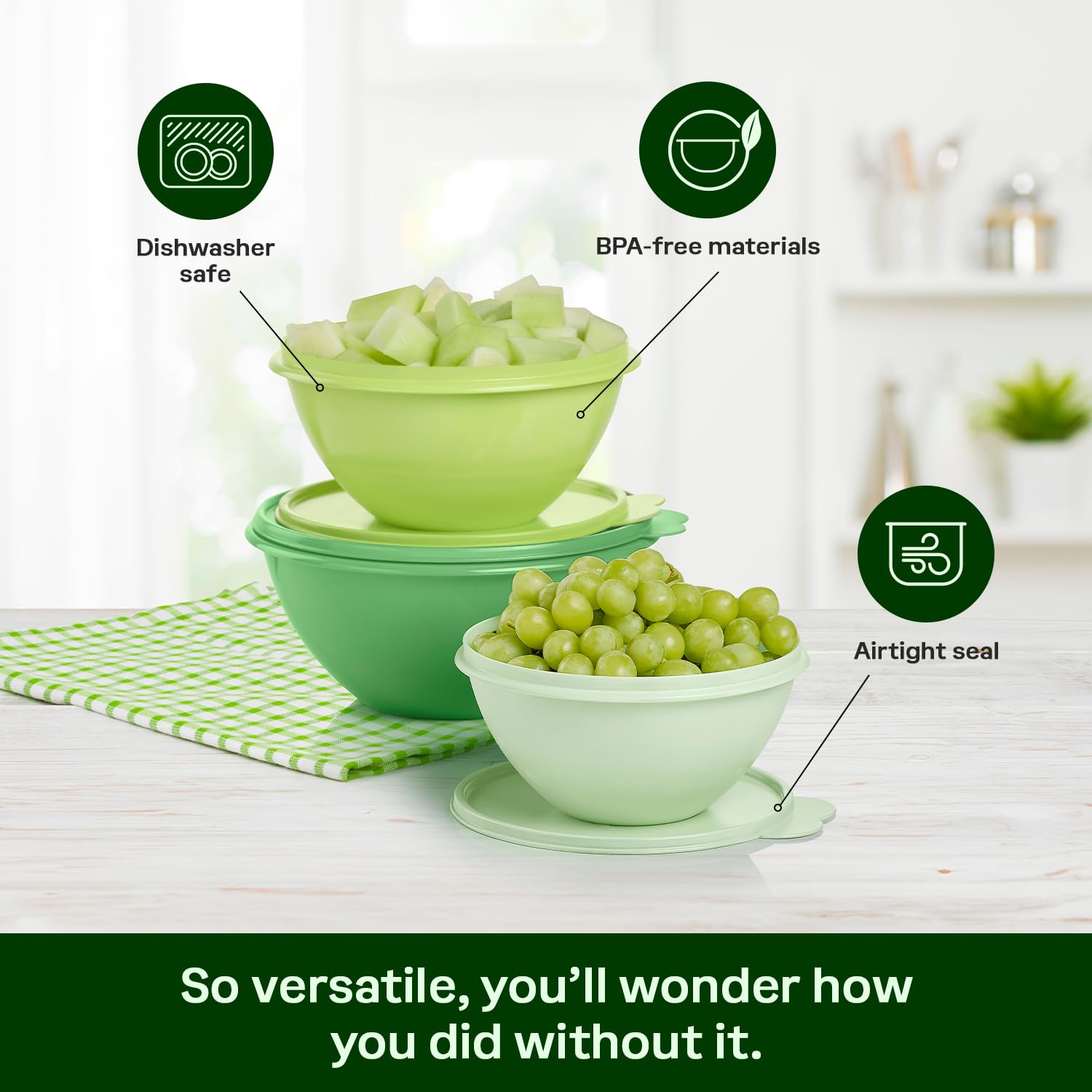 Tupperware Heritage Wonderlier 6 Piece Food Storage Bowl Set in